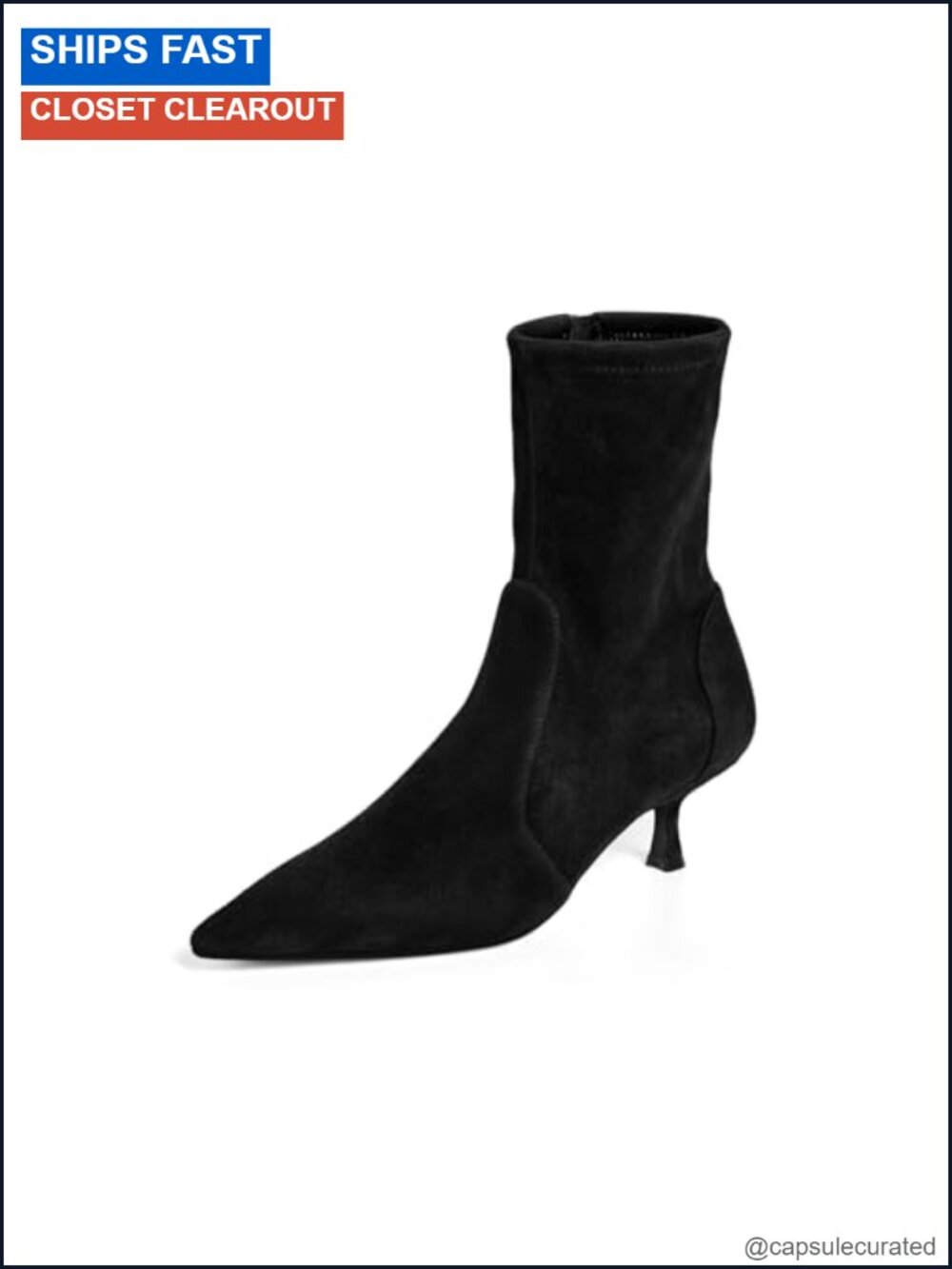 Womens Kitten Heel Ankle Boots Pointed Toe Side Zipper Faux Suede Fall Shoes
